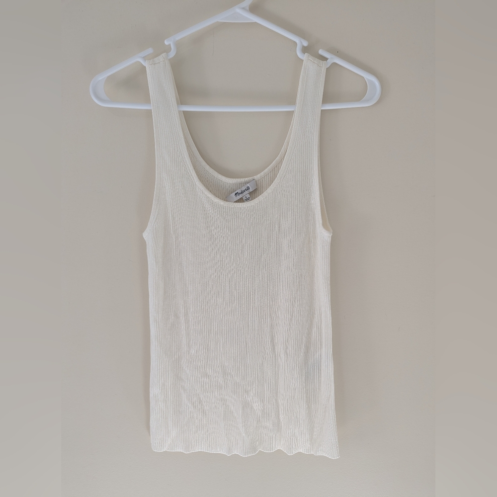 Madewell Ribbed Knit Tank Top Small Scoop Neck Preppy Classic Minimalist Stretch